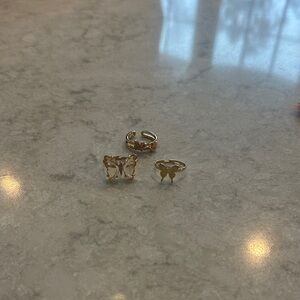 Gold Butterfly Ring Set